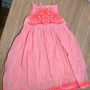 Girls Pink Dress with Floral Embroidery